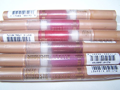 Milani Assorted Luscious Lips Lip Gloss- Kissmet, Pretty Potion, Madly in Love, Sweeter, Delicious and Juicy (Assorted)